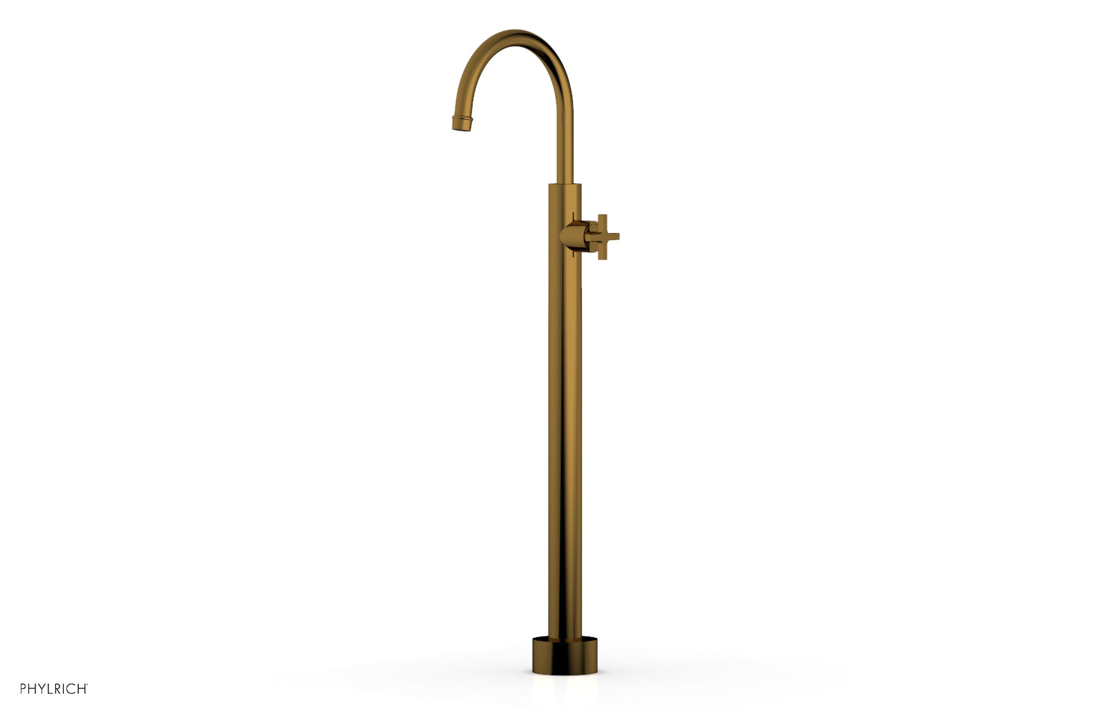 Phylrich HEX MODERN Tall Floor Mount Tub Filler - Cross Handle