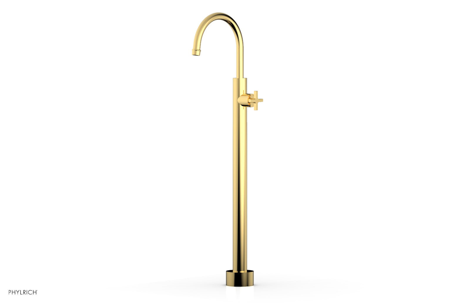 Phylrich HEX MODERN Tall Floor Mount Tub Filler - Cross Handle