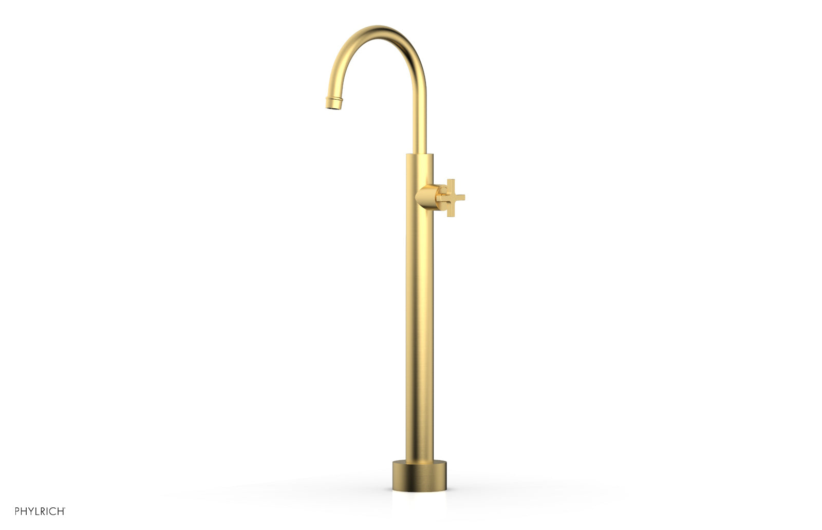 Phylrich HEX MODERN Low Floor Mount Tub Filler - Cross Handle