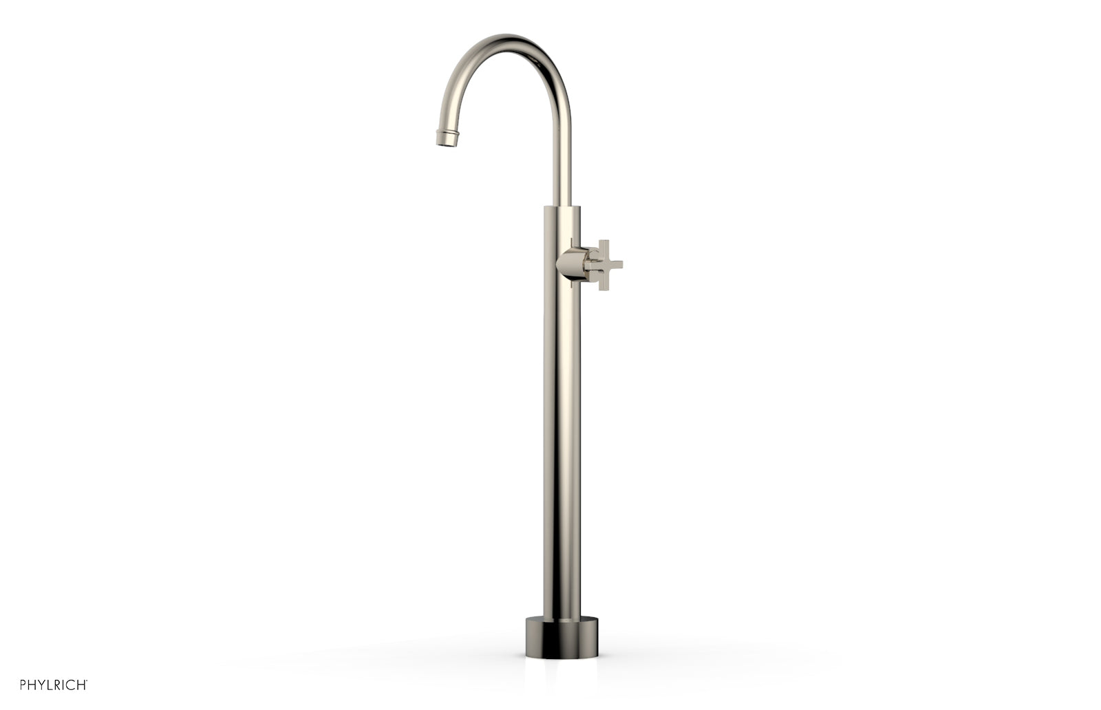 Phylrich HEX MODERN Low Floor Mount Tub Filler - Cross Handle