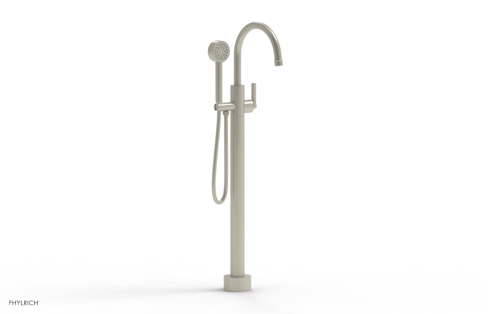 Phylrich HEX MODERN Tall Floor Mount Tub Filler - Lever Handle with Hand Shower