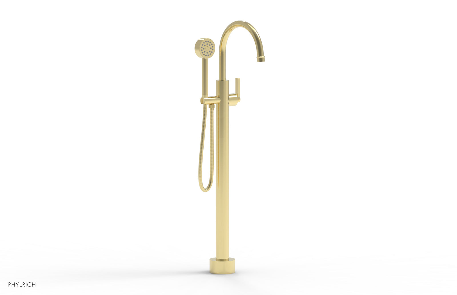 Phylrich HEX MODERN Tall Floor Mount Tub Filler - Lever Handle with Hand Shower