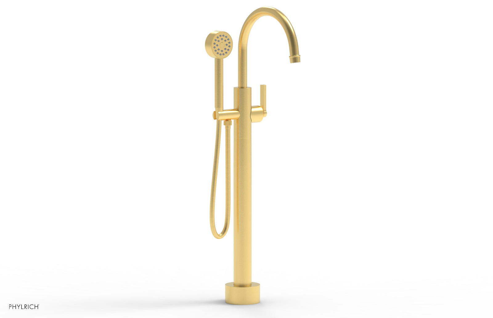 Phylrich HEX MODERN Low Floor Mount Tub Filler - Lever Handle with Hand Shower