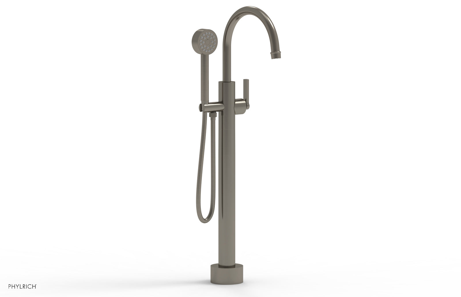 Phylrich HEX MODERN Low Floor Mount Tub Filler - Lever Handle with Hand Shower