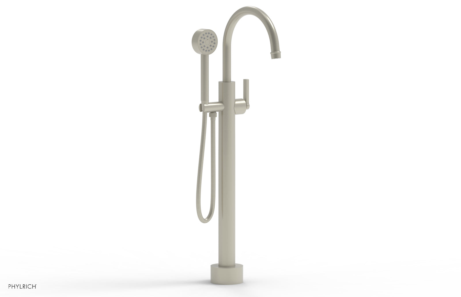 Phylrich HEX MODERN Low Floor Mount Tub Filler - Lever Handle with Hand Shower