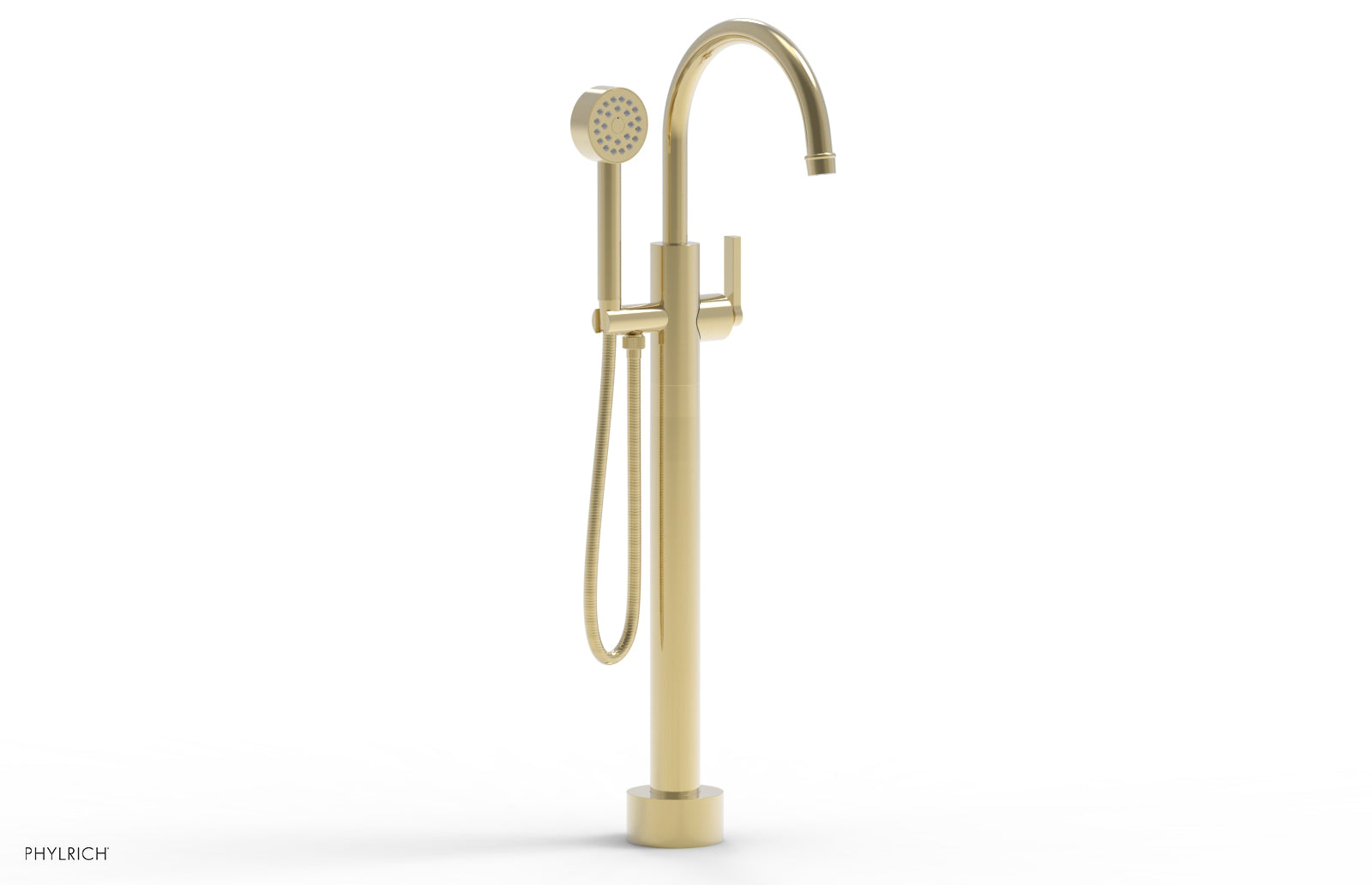 Phylrich HEX MODERN Low Floor Mount Tub Filler - Lever Handle with Hand Shower