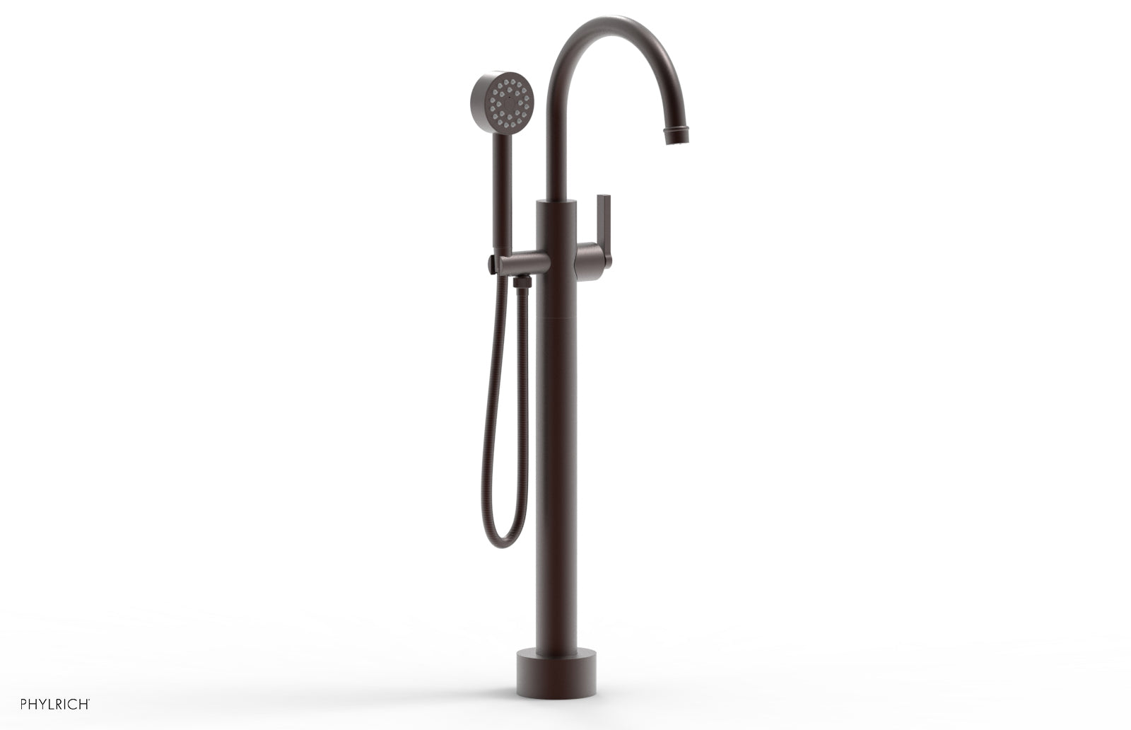 Phylrich HEX MODERN Low Floor Mount Tub Filler - Lever Handle with Hand Shower