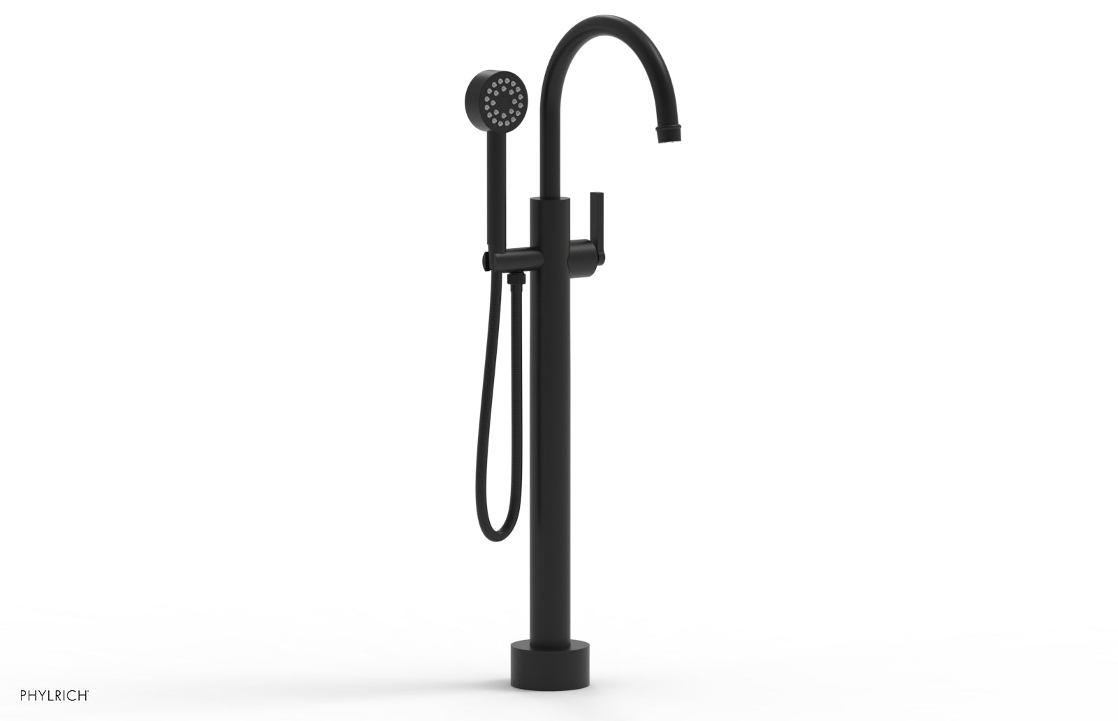 Phylrich HEX MODERN Low Floor Mount Tub Filler - Lever Handle with Hand Shower