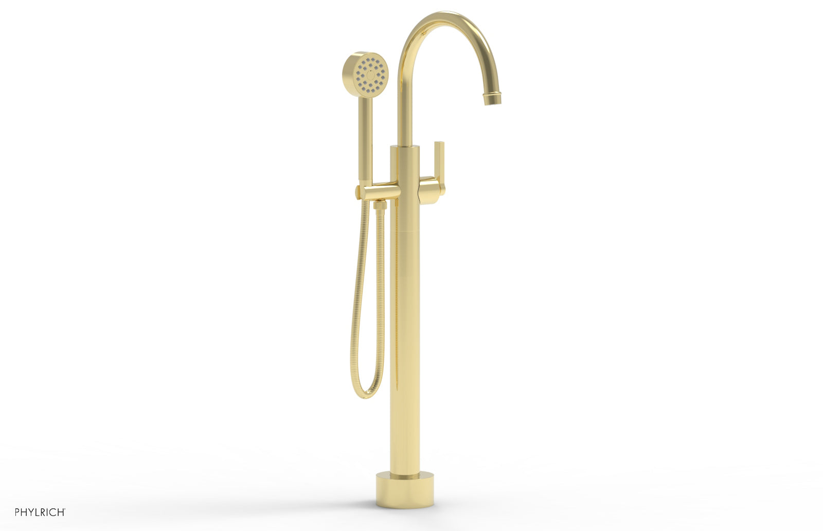 Phylrich HEX MODERN Low Floor Mount Tub Filler - Lever Handle with Hand Shower