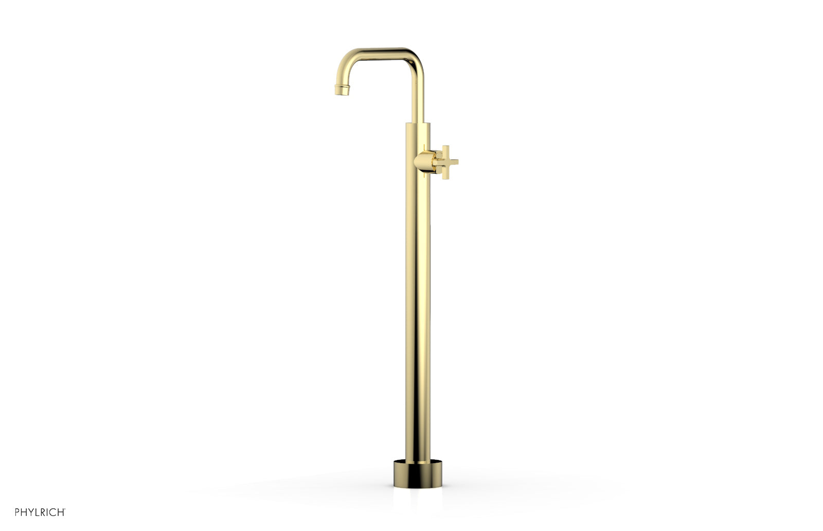 Phylrich HEX MODERN Tall Floor Mount Tub Filler - Cross Handle