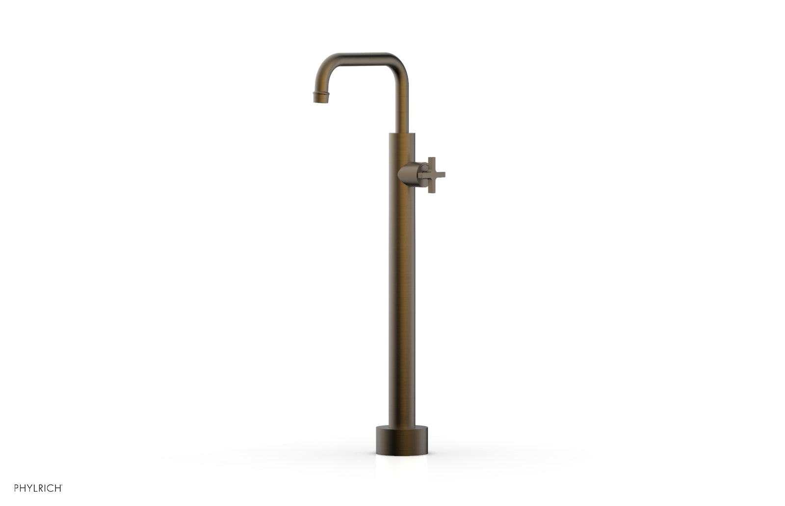 Phylrich HEX MODERN Low Floor Mount Tub Filler - Cross Handle