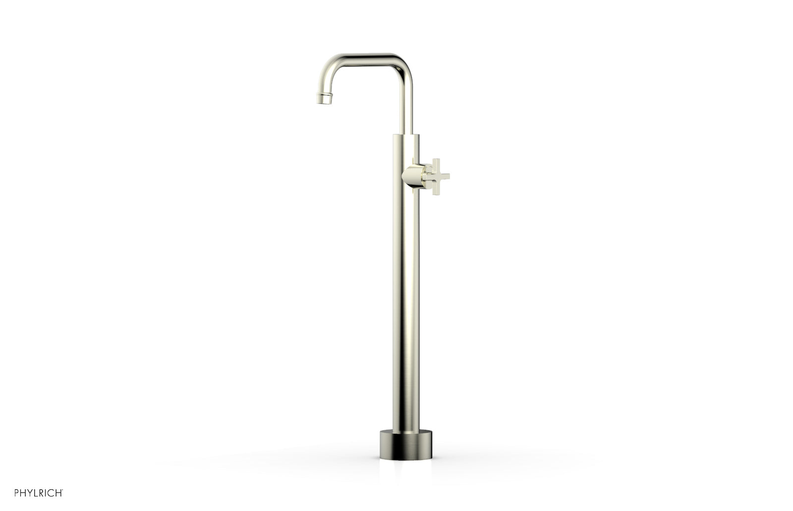 Phylrich HEX MODERN Low Floor Mount Tub Filler - Cross Handle