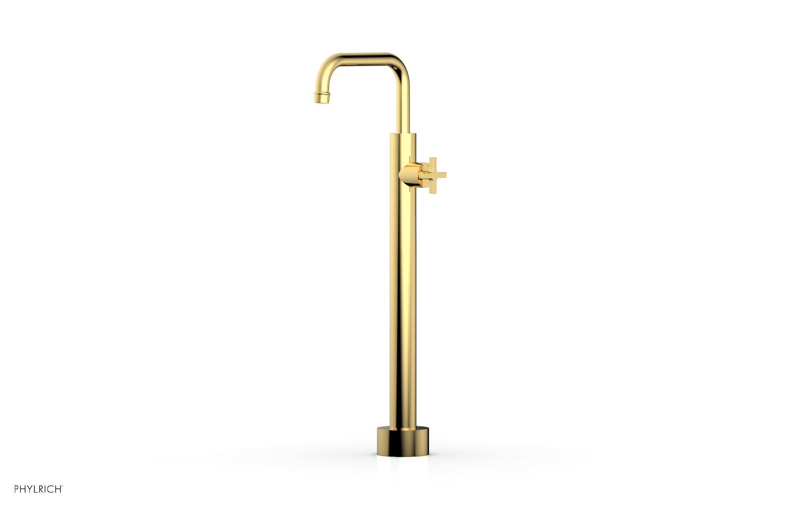 Phylrich HEX MODERN Low Floor Mount Tub Filler - Cross Handle