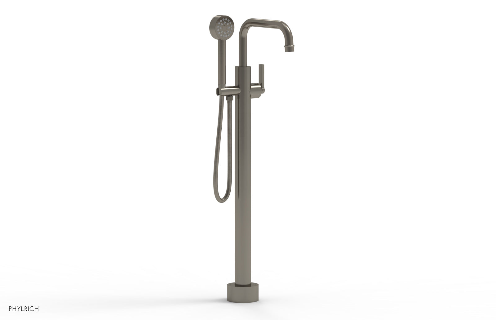 Phylrich HEX MODERN Tall Floor Mount Tub Filler - Lever Handle with Hand Shower