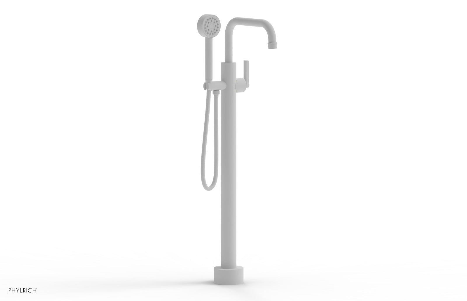 Phylrich HEX MODERN Tall Floor Mount Tub Filler - Lever Handle with Hand Shower