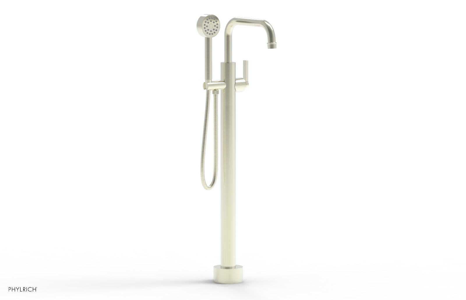 Phylrich HEX MODERN Tall Floor Mount Tub Filler - Lever Handle with Hand Shower