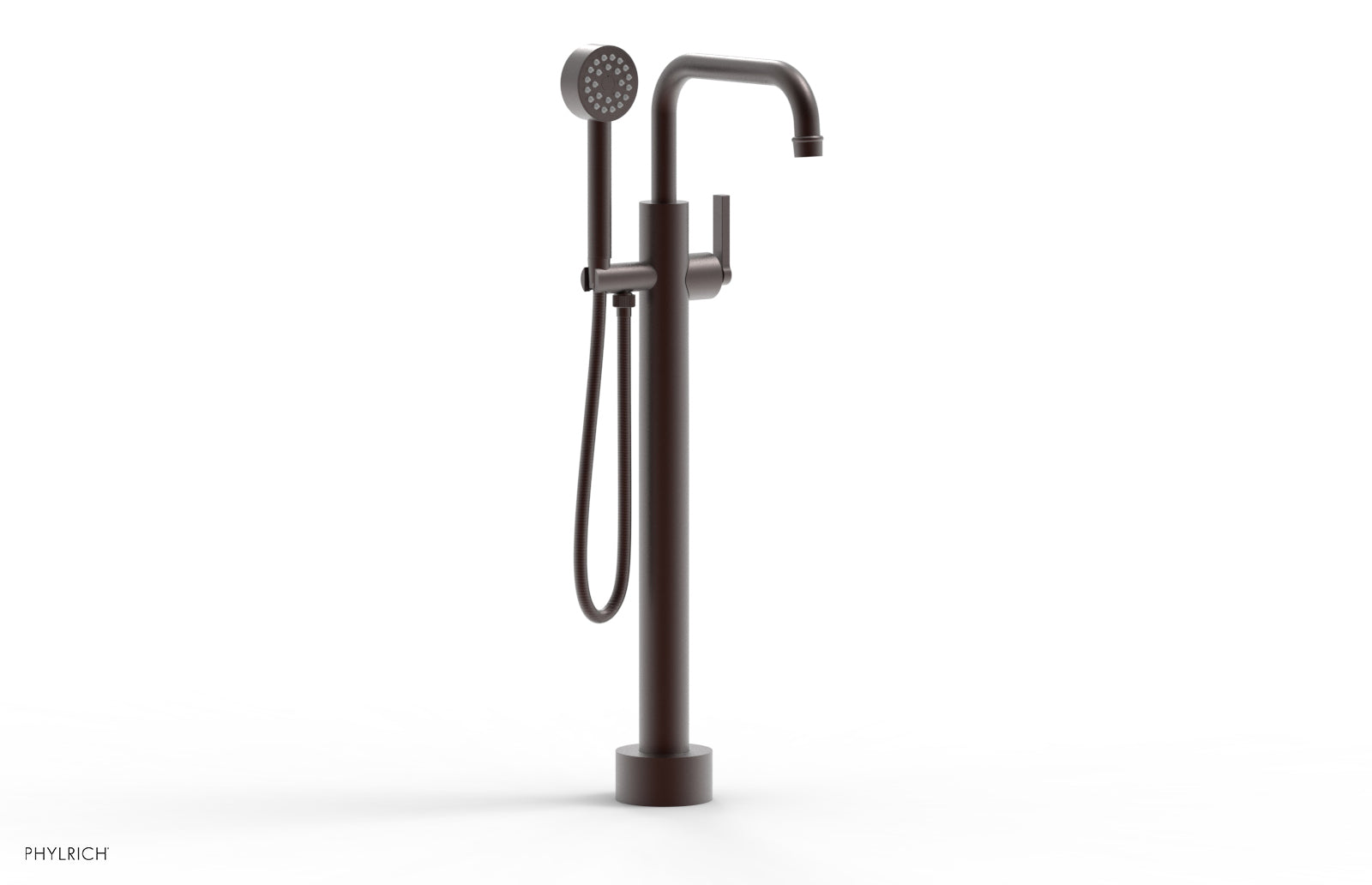 Phylrich HEX MODERN Low Floor Mount Tub Filler - Lever Handle with Hand Shower