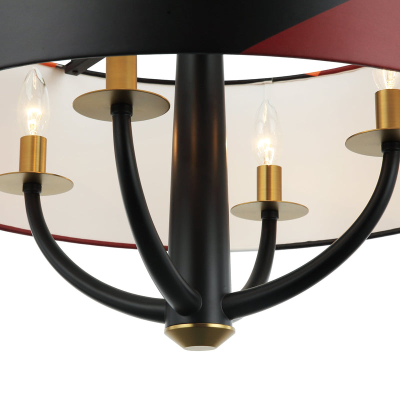 black/satin brass/patchwork pendant light