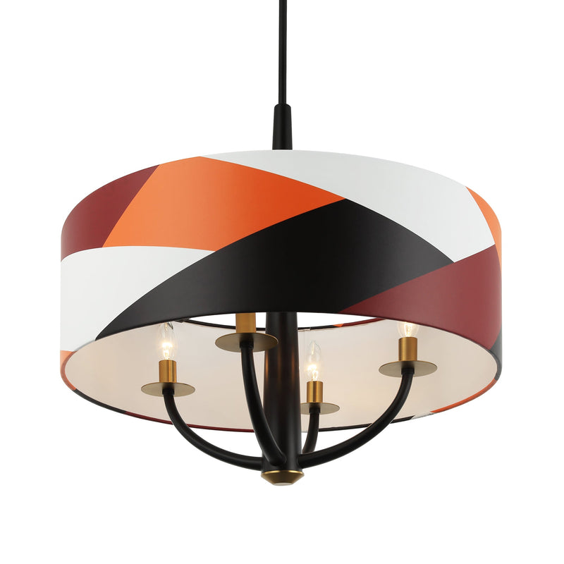 black/satin brass/patchwork pendant light