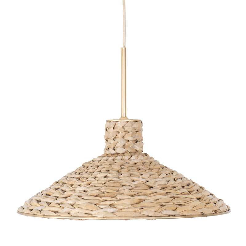 french gold/natural seagrass pendant light