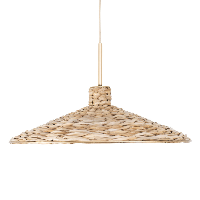 french gold/natural seagrass pendant light