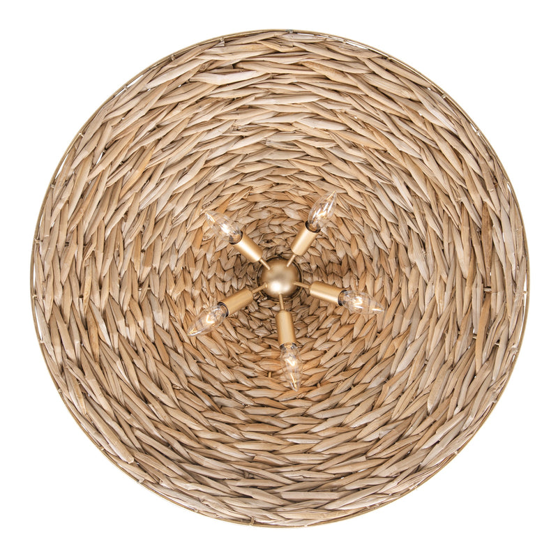 french gold/natural seagrass pendant light