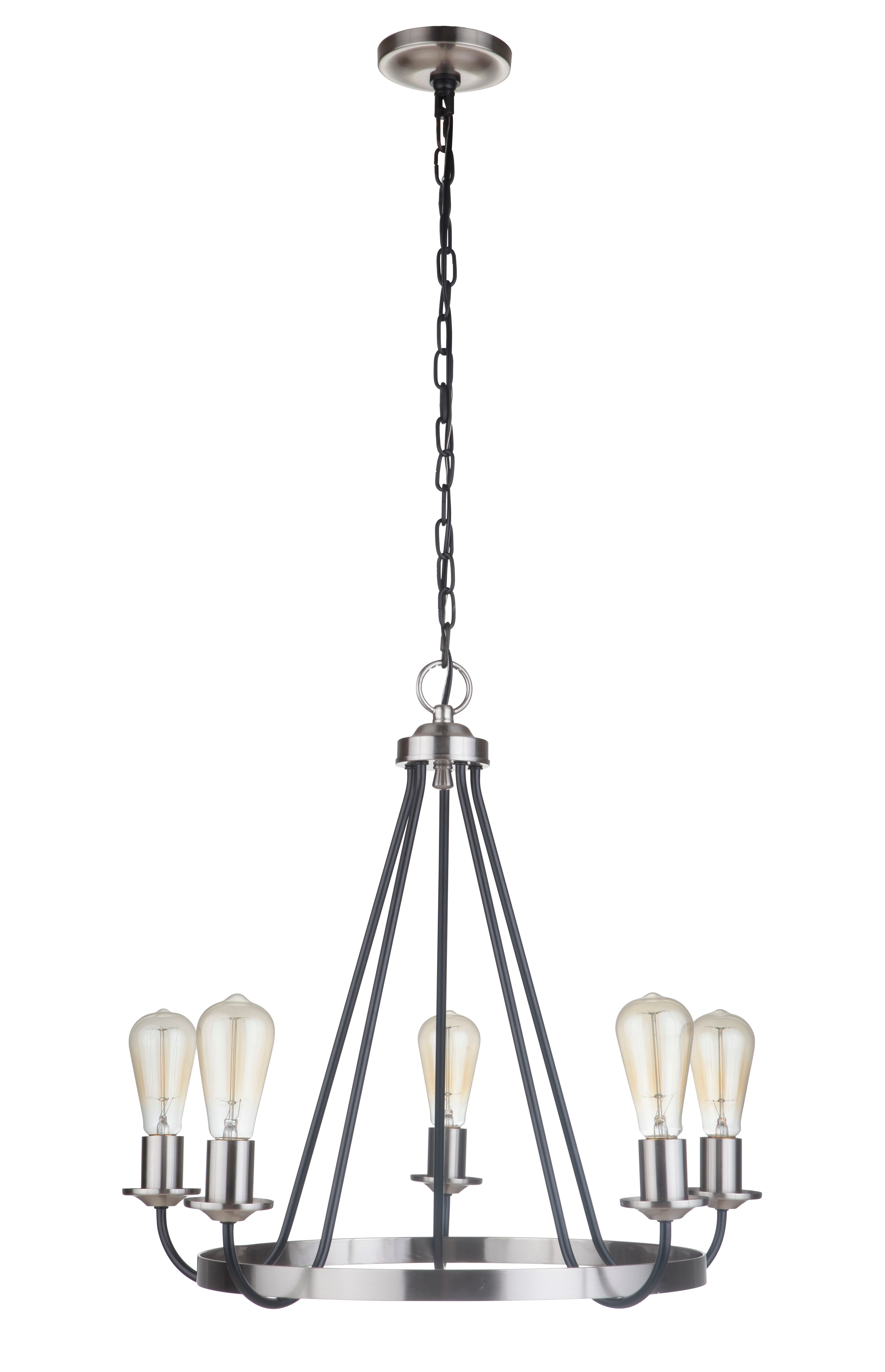 flat black/brushed polished nickel chandeliers