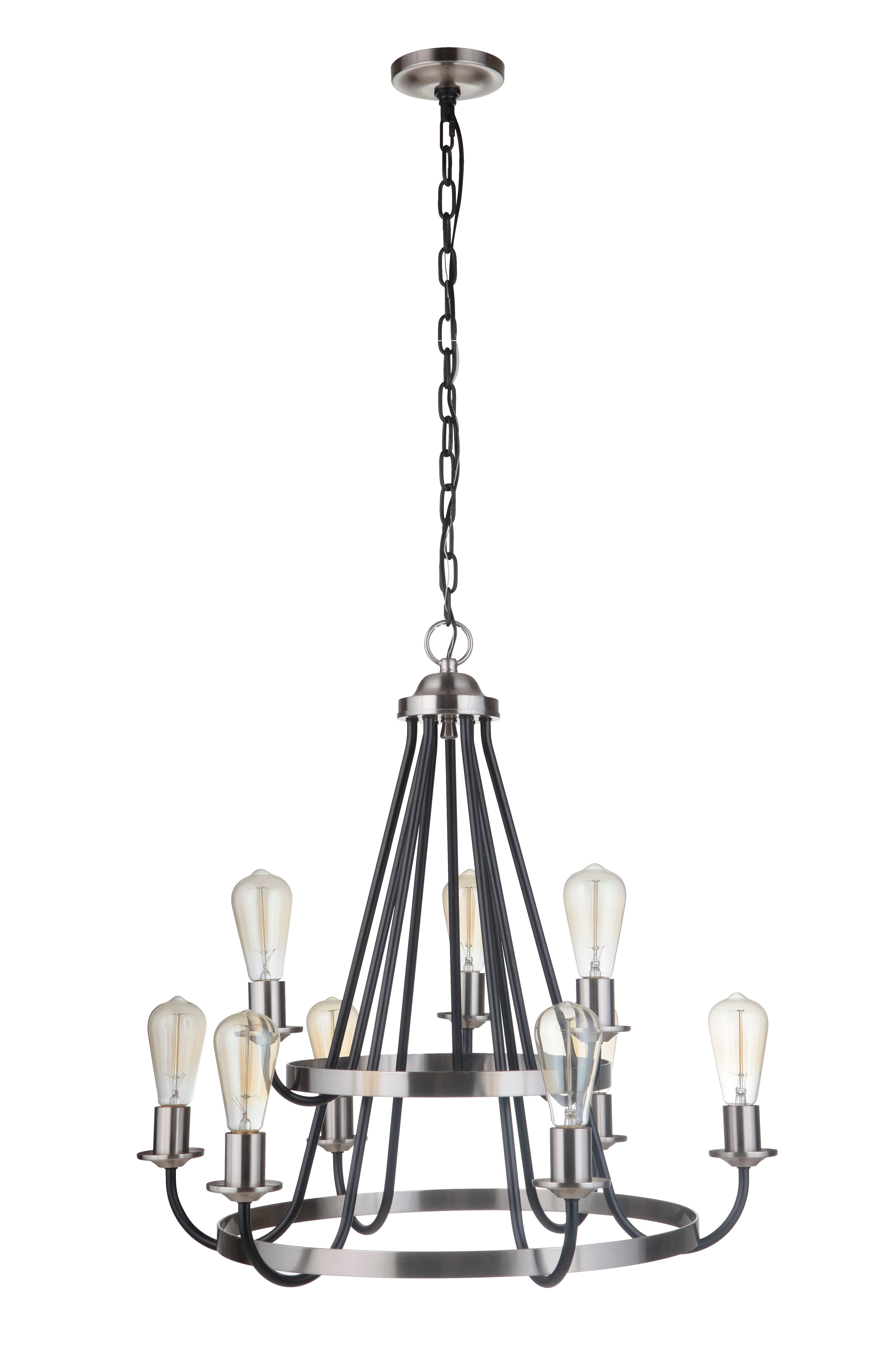 flat black/brushed polished nickel chandeliers