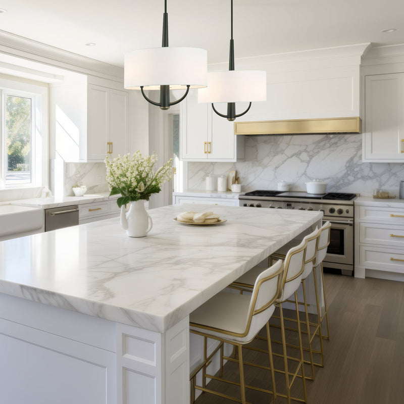 black/satin brass pendant light