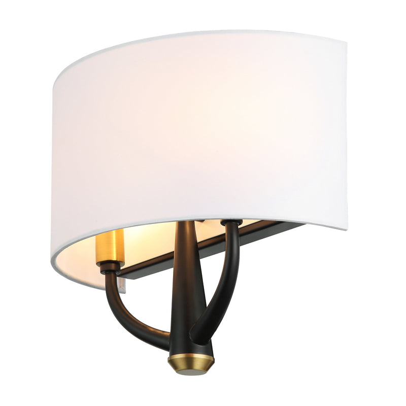 black/satin brass wall mount light