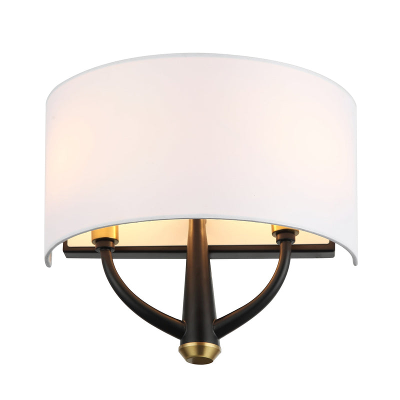 black/satin brass wall mount light