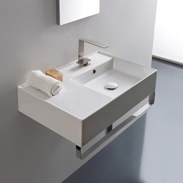 Nameeks Scarabeo Teorema 2.0 24" Rectangular Ceramic Wall Mounted Bathroom Sink - Includes Overflow
