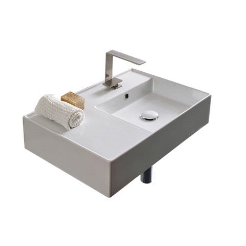 Nameeks Scarabeo Teorema 2.0 24" Rectangular Ceramic Vessel or Wall Mounted Bathroom Sink - Includes Overflow