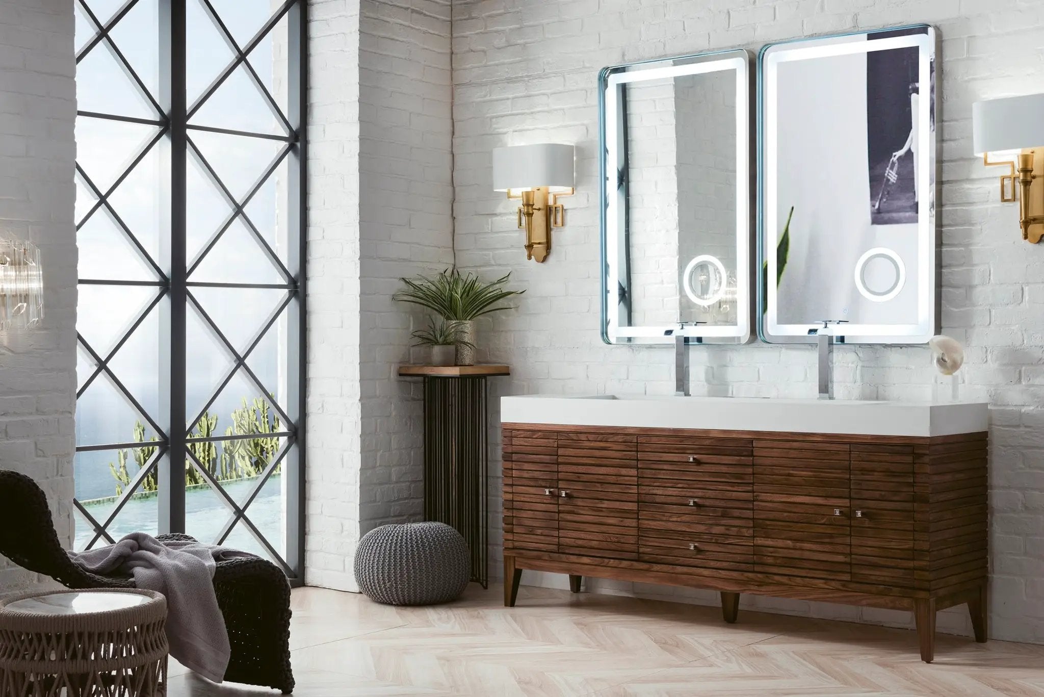 mid-century walnut vanity
