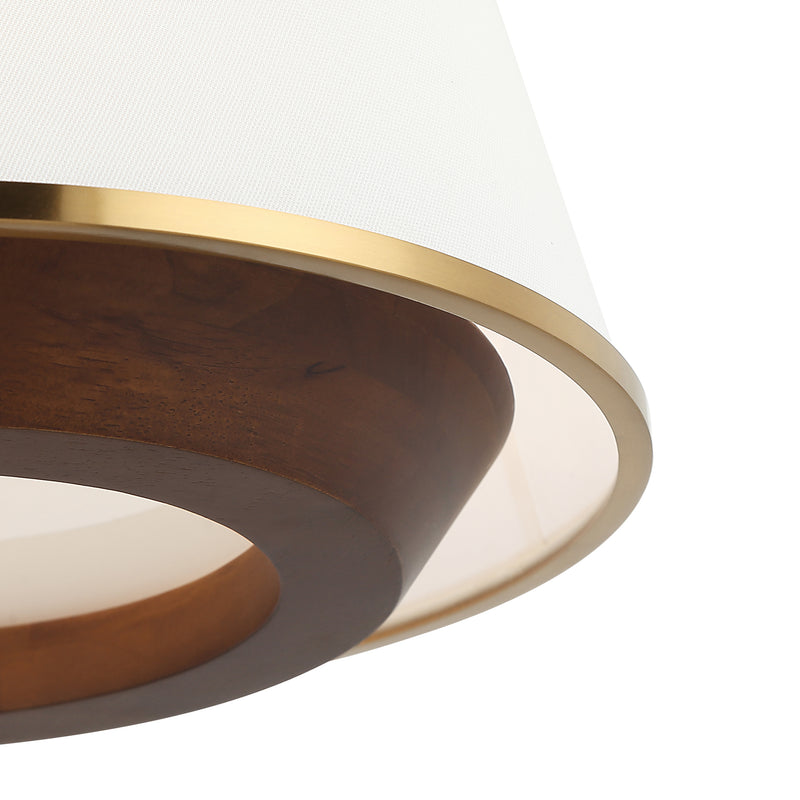 satin brass/medium walnut pendant light