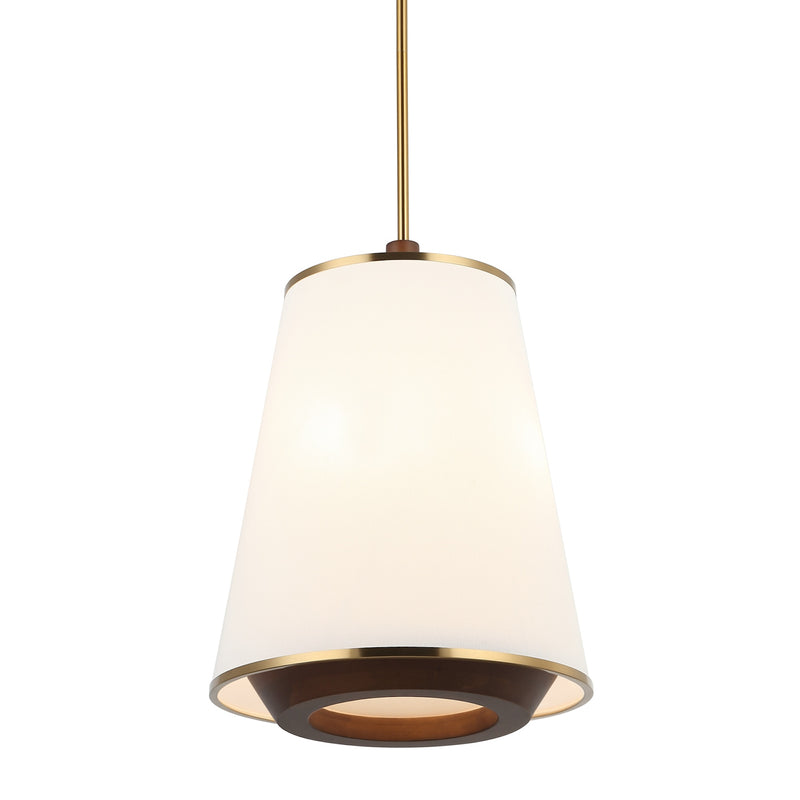 satin brass/medium walnut pendant light
