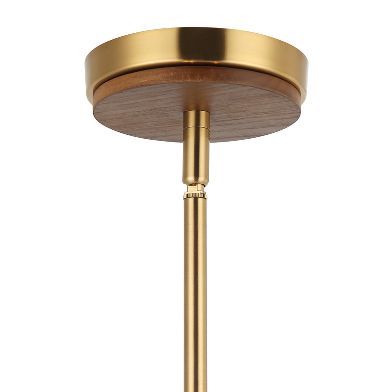 satin brass/medium walnut pendant light