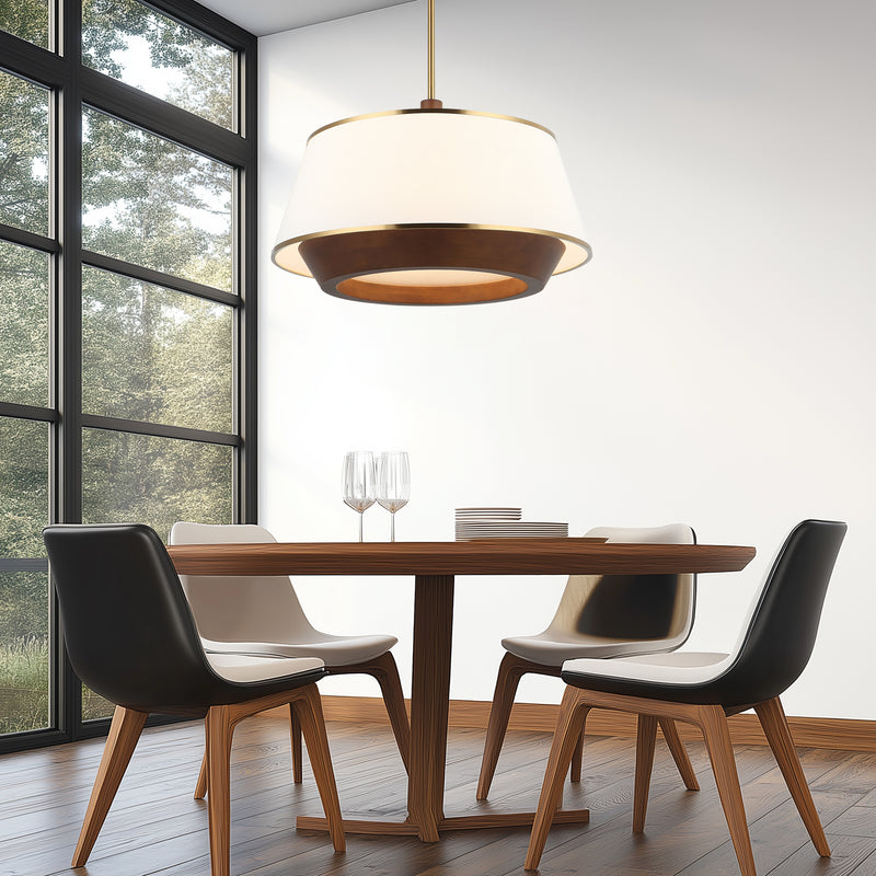 satin brass/medium walnut pendant light