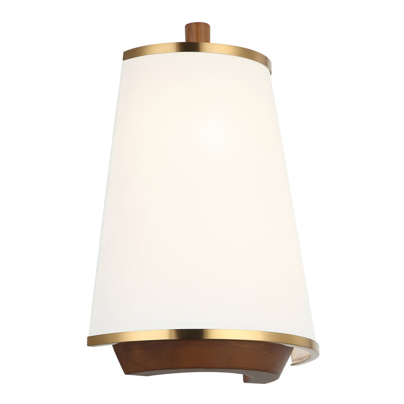 satin brass/medium walnut wall mount light