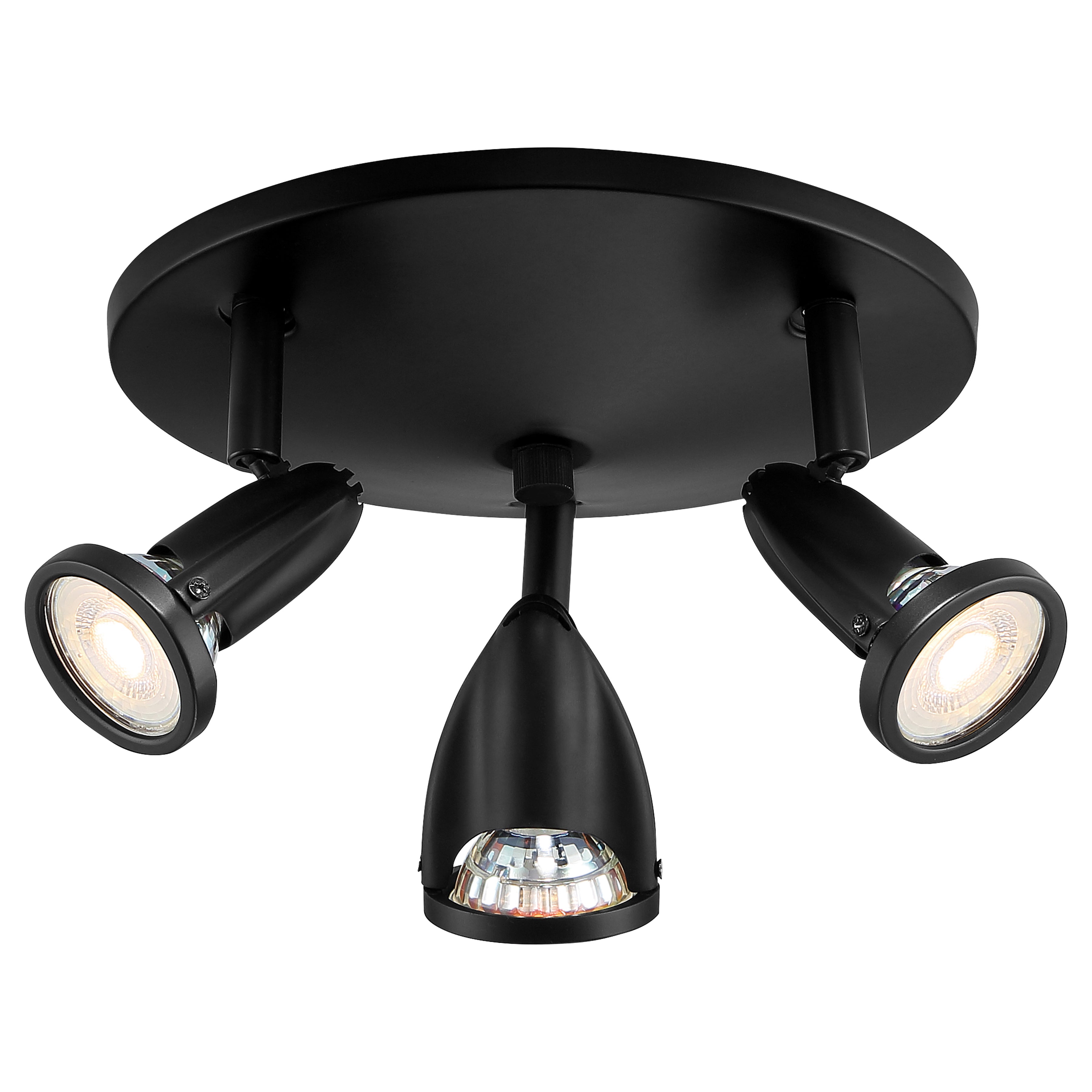 black 3 light adjustable led flush mount