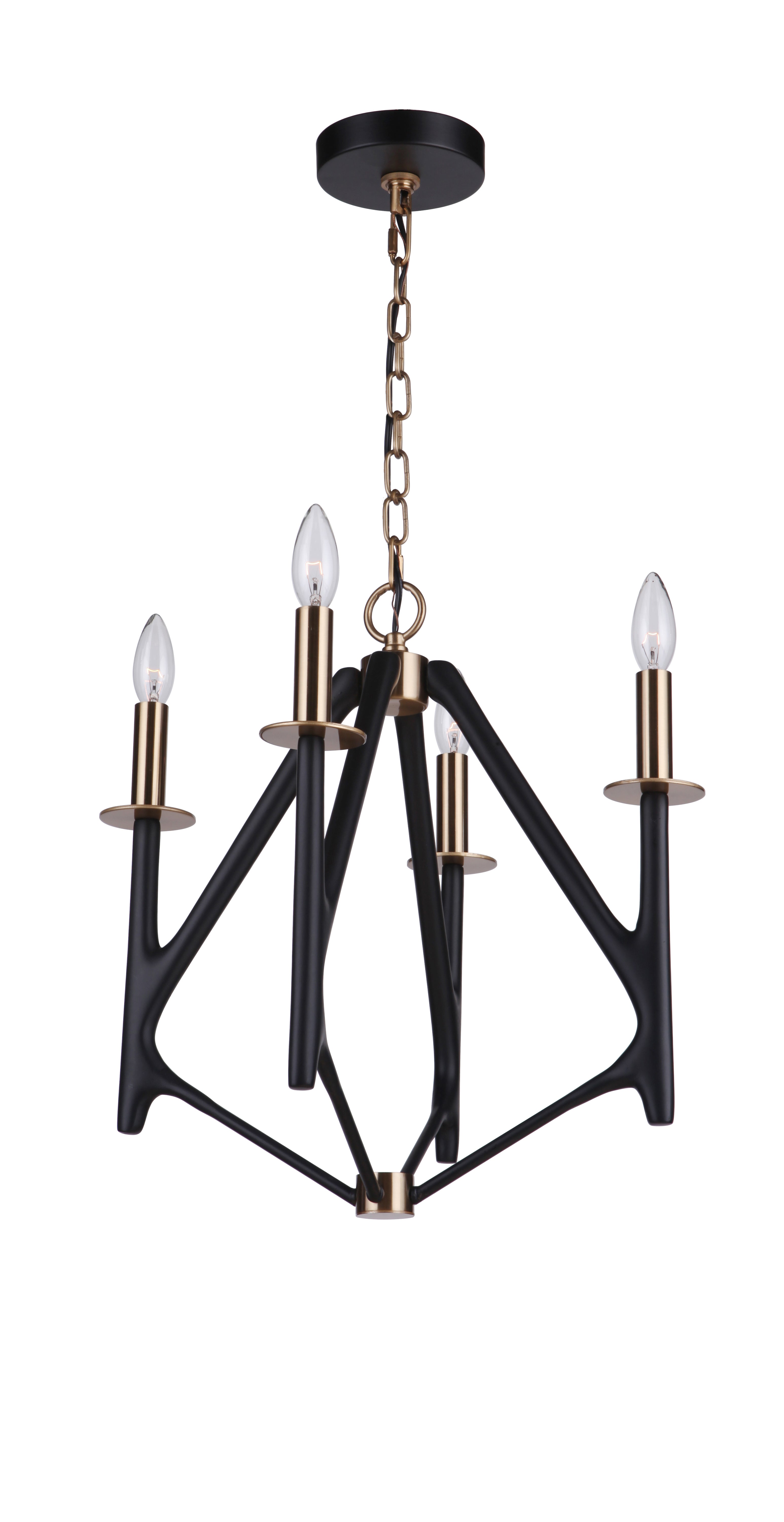flat black/satin brass chandeliers