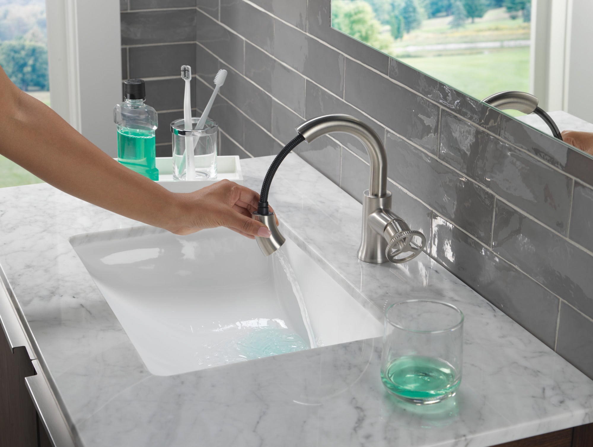 stainless bathroom faucet