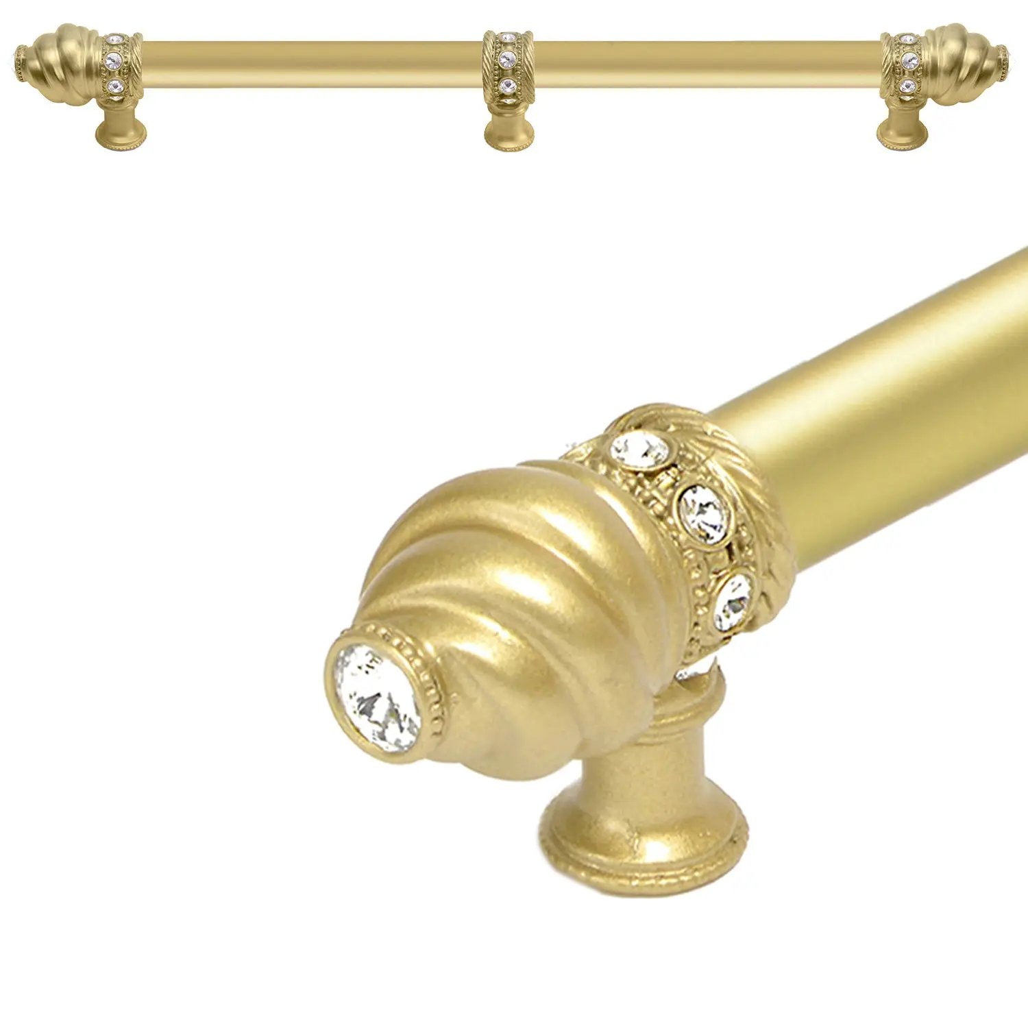 Carpe Diem Caché II Appliance/Long Pull - 5/8" Smooth Bar and Center Brace - Decorated with Swarovski Crystals by Carpe Diem