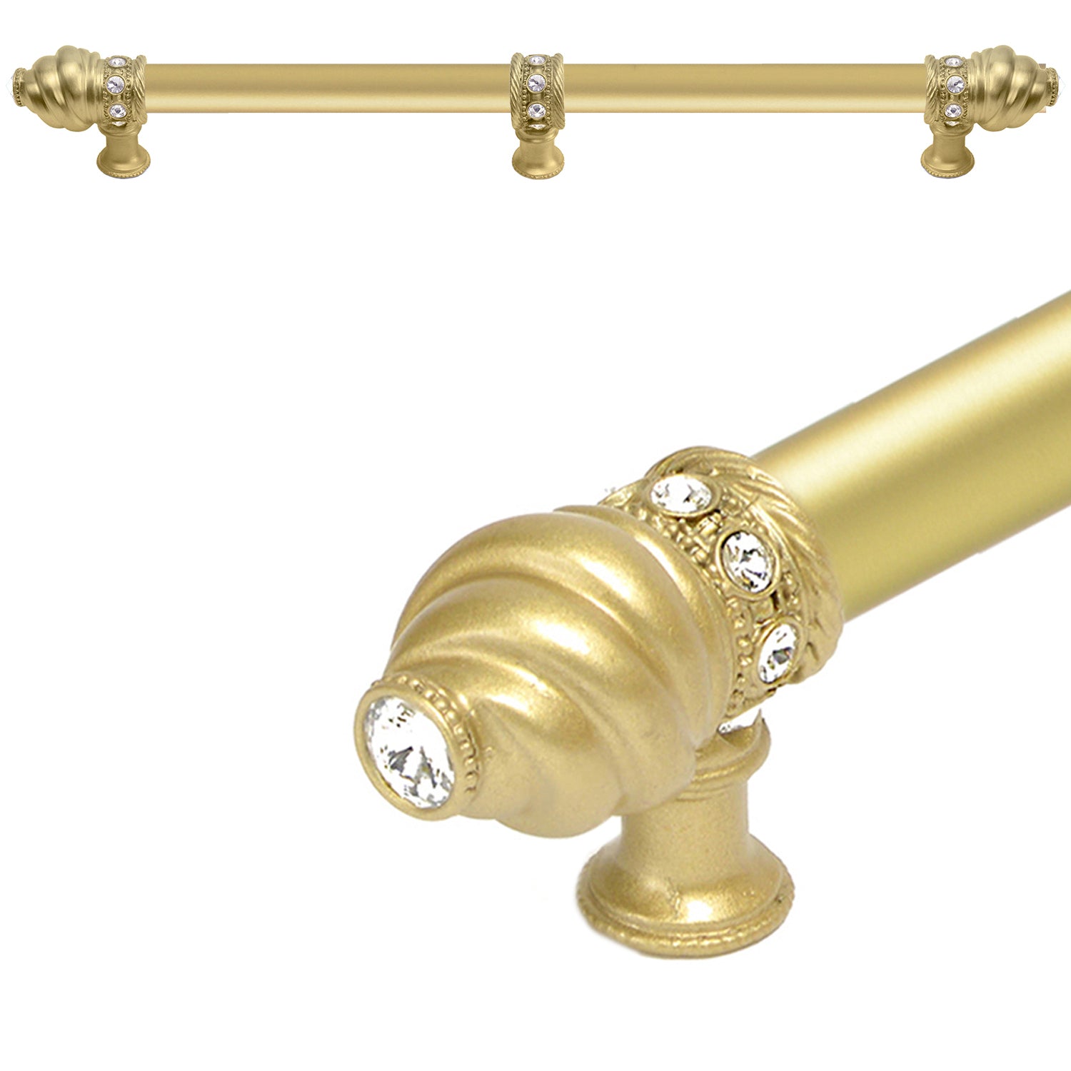 Carpe Diem Caché II Appliance/Long Pull - 5/8" Smooth Bar and Center Brace - Decorated with Swarovski Crystals by Carpe Diem