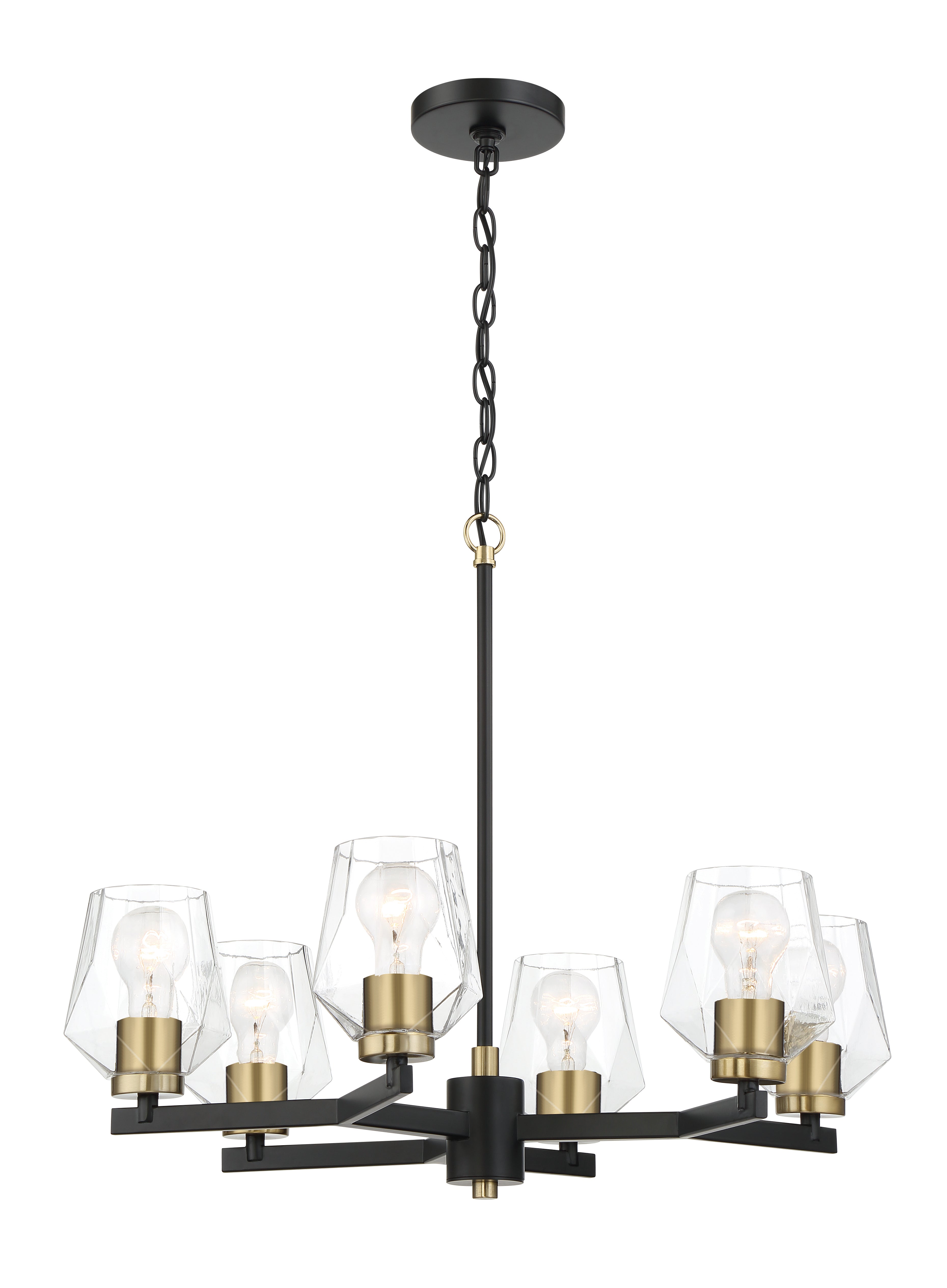 flat black/satin brass chandeliers