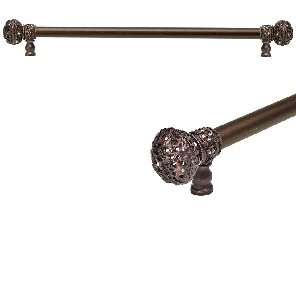 Carpe Diem Juliane Grace Large Finial Appliance/Long Pull - 5/8" Smooth Bar - Decorated with Swarovski Crystals