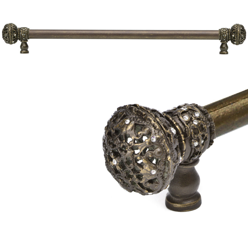 Carpe Diem Juliane Grace Large Finial Appliance/Long Pull - 5/8" Smooth Bar - Decorated with Swarovski Crystals