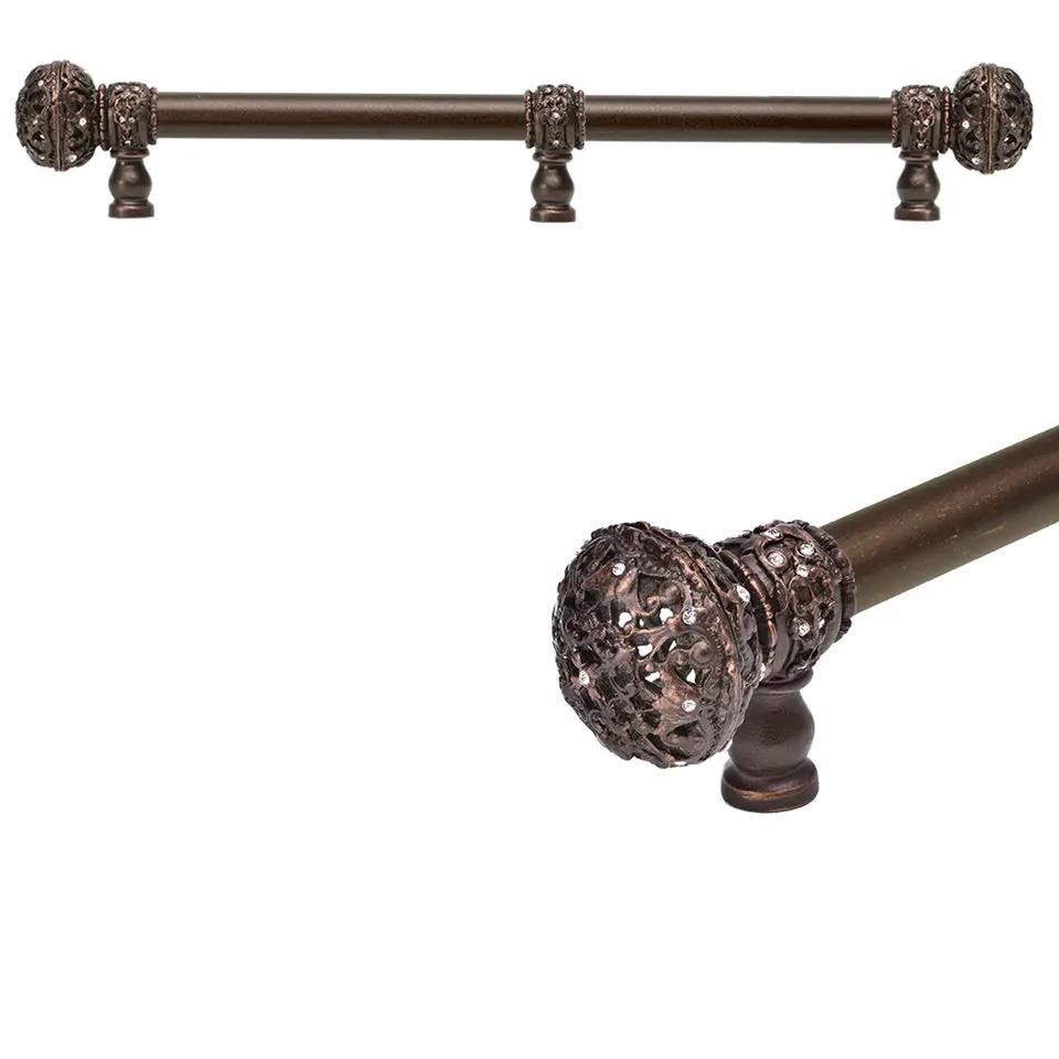 Carpe Diem Juliane Grace Large Finial Appliance/Long Pull - 5/8" Smooth Bar and Center Brace - Decorated with Swarovski Crystals by Carpe Diem