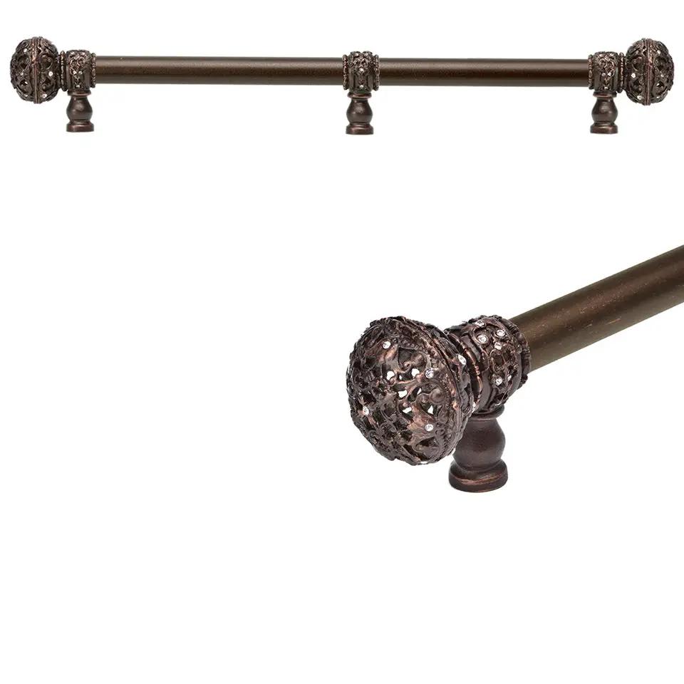 Carpe Diem Juliane Grace Large Finial Appliance/Long Pull - 5/8" Smooth Bar and Center Brace - Decorated with Swarovski Crystals by Carpe Diem