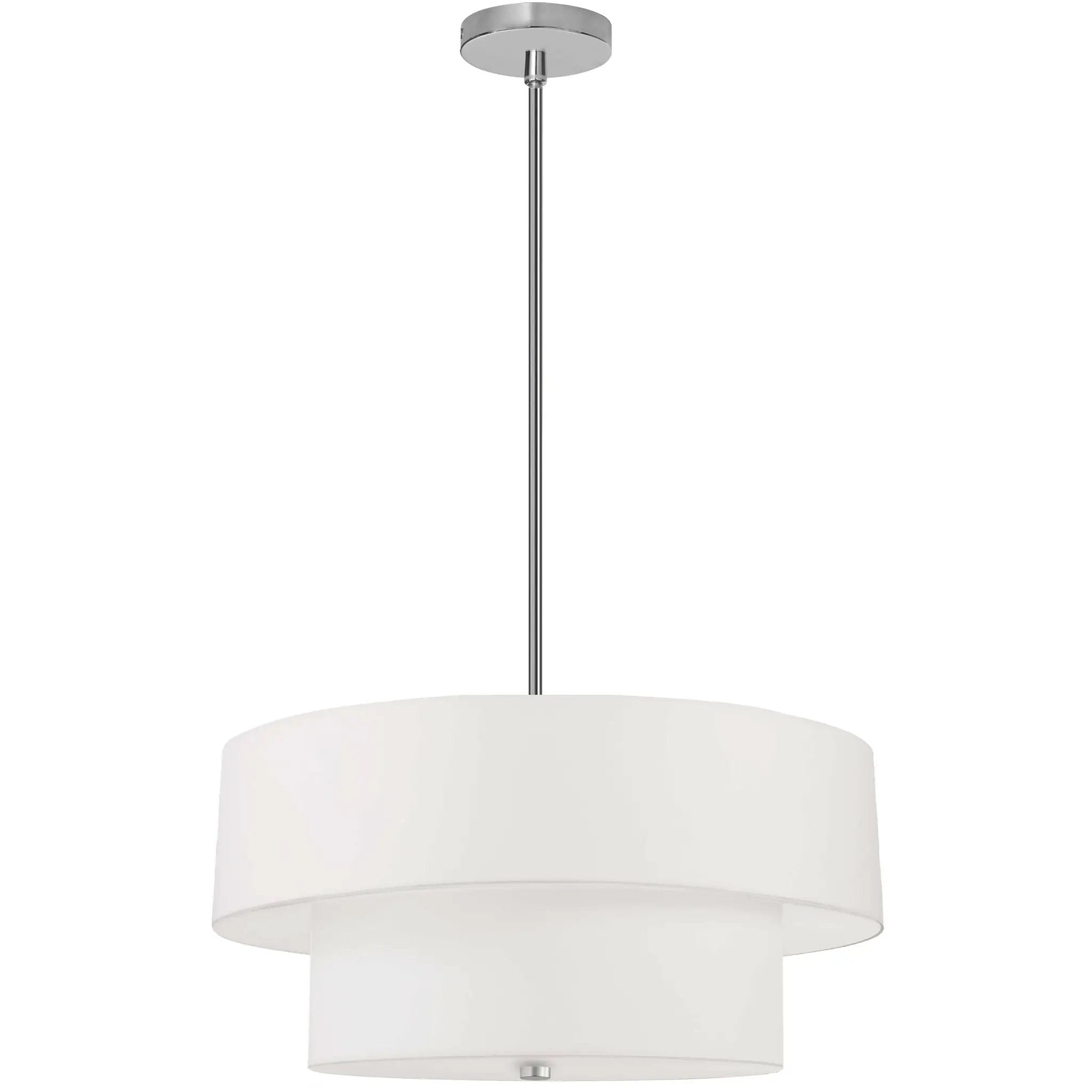 satin chrome with white shade pendants